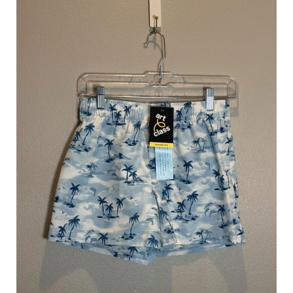 Art Class Kids XL 14 Blue Palm Tree Tropical Sleep Shorts Pajama Bottoms NWT